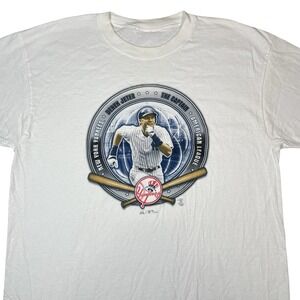 Vtg New York Yankees Shirt Mens XL Derek Jeter‎ Y2K NYC Retro Graphic White